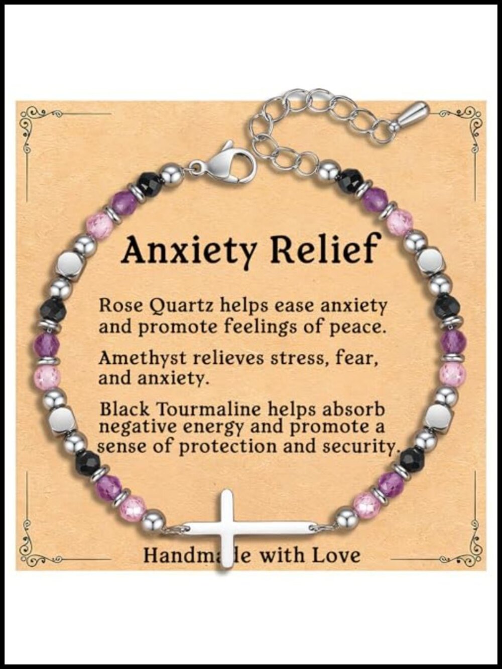 Adjustable Cross Healing Crystal Bracelet for Women